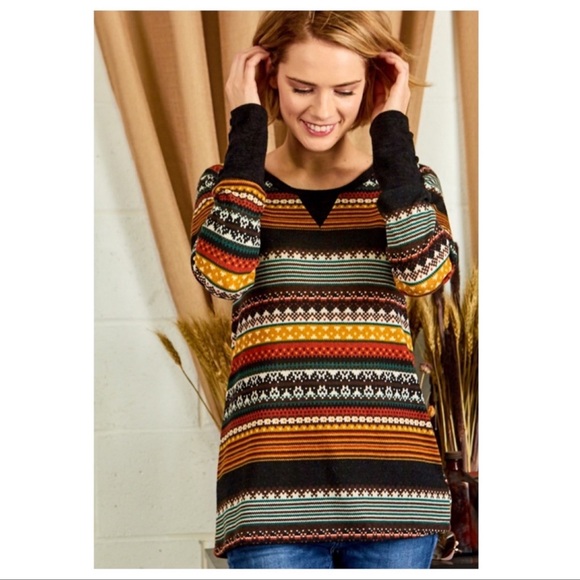 NWT P.S. Kate Soft Hacci Multicolor Multiprint Top Sizes S, M - Picture 2 of 3